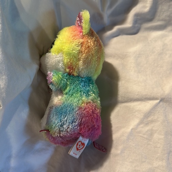 TY “Rodney” Collectible Rainbow /Pink Sparkle Accents Stuffed Animal BIG EYES - Picture 3 of 7